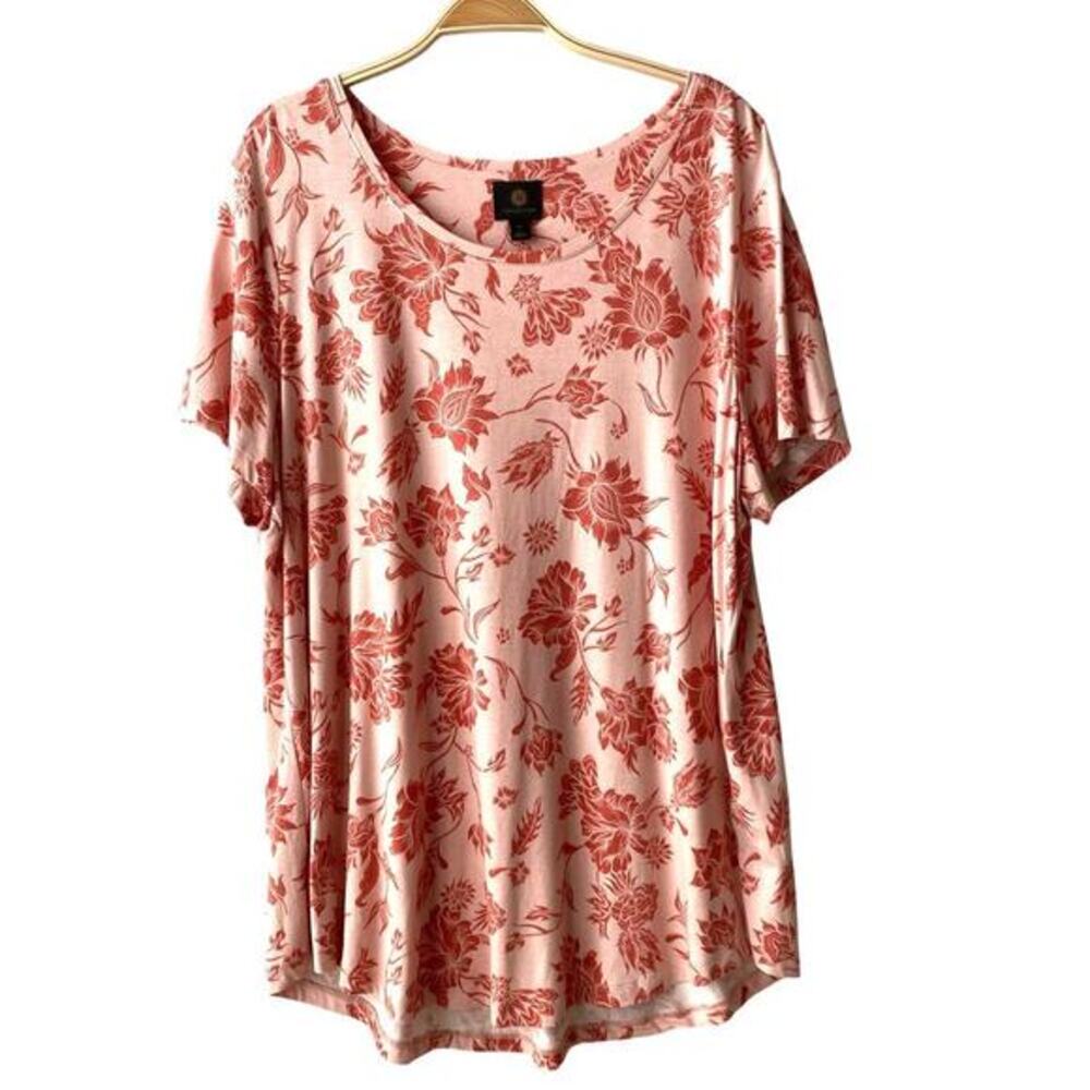 JM Collection Boho Floral Blousse Top Women XXL Terracota‎ Rose Cottagecore NWT